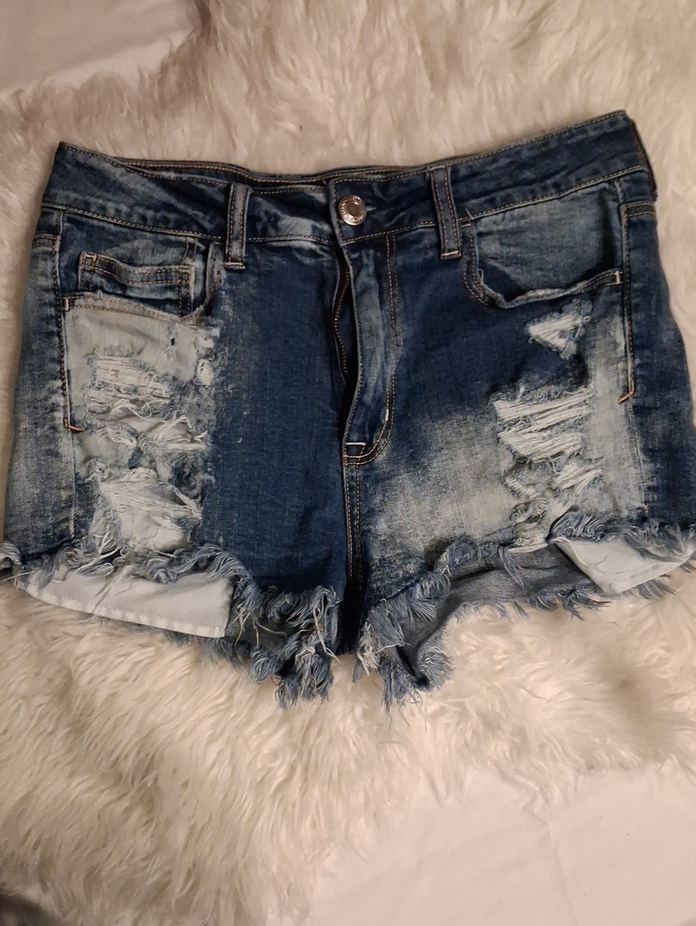 American Eagle Outfitters Distressed Dark Blue Denim Shorts